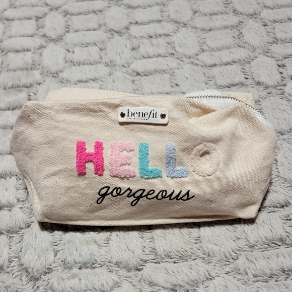 BENEFIT Hello Gorgeous Zipper Cotton Canvas Makeup Travel Bag